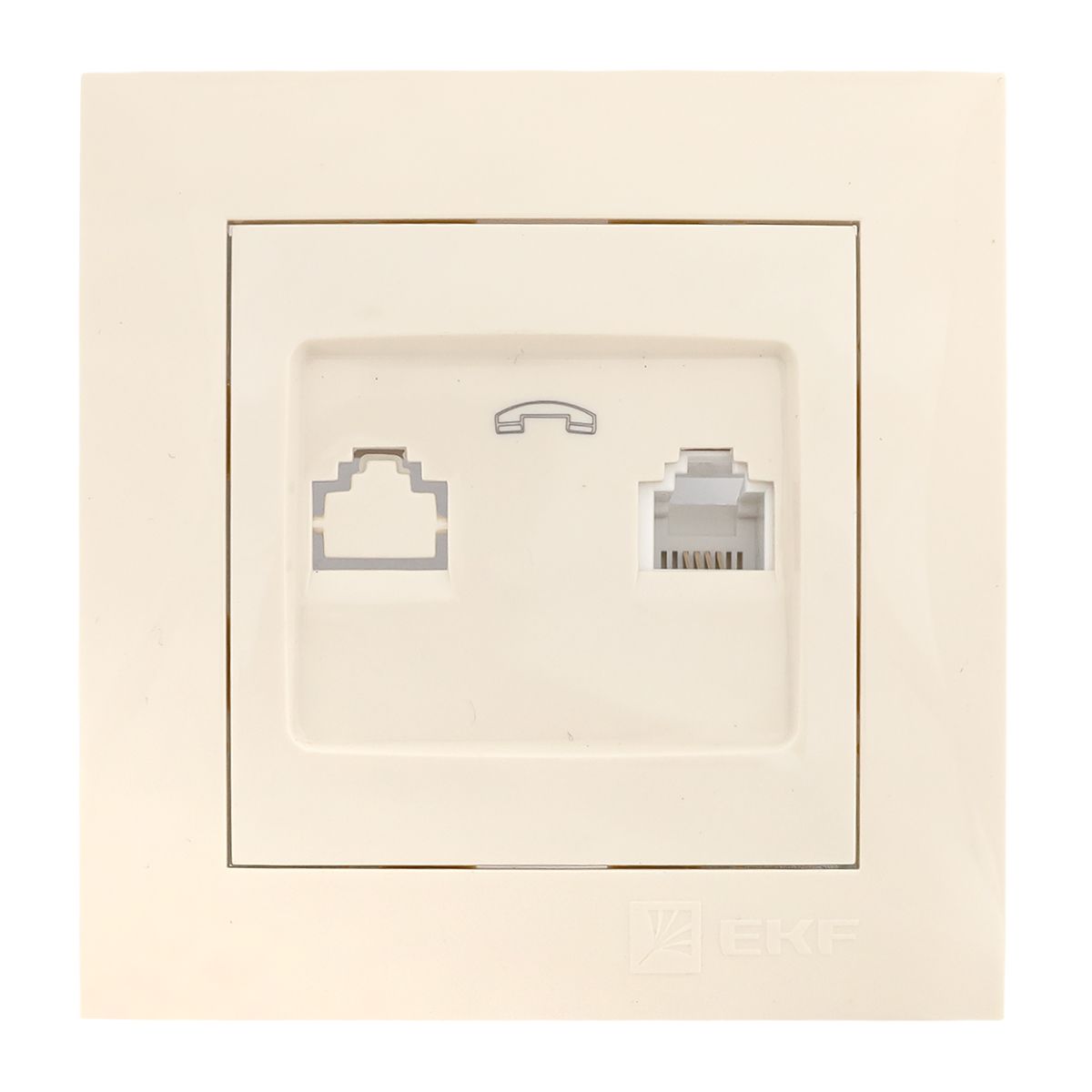 Валенсия розетка телефонная RJ-11 1-местная кремовая EKF PROxima