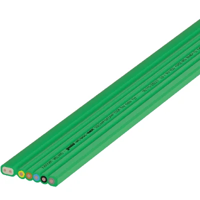 Кабель плоский 5G4+2*1,5QMM HF B2 - Плоский кабель 5+2 полюсов, серия gesis NRG, сечение: 5х2,5 мм кв. + 2х1,5 мм кв., материал изоляции: halogen-free, цвет: зеленый