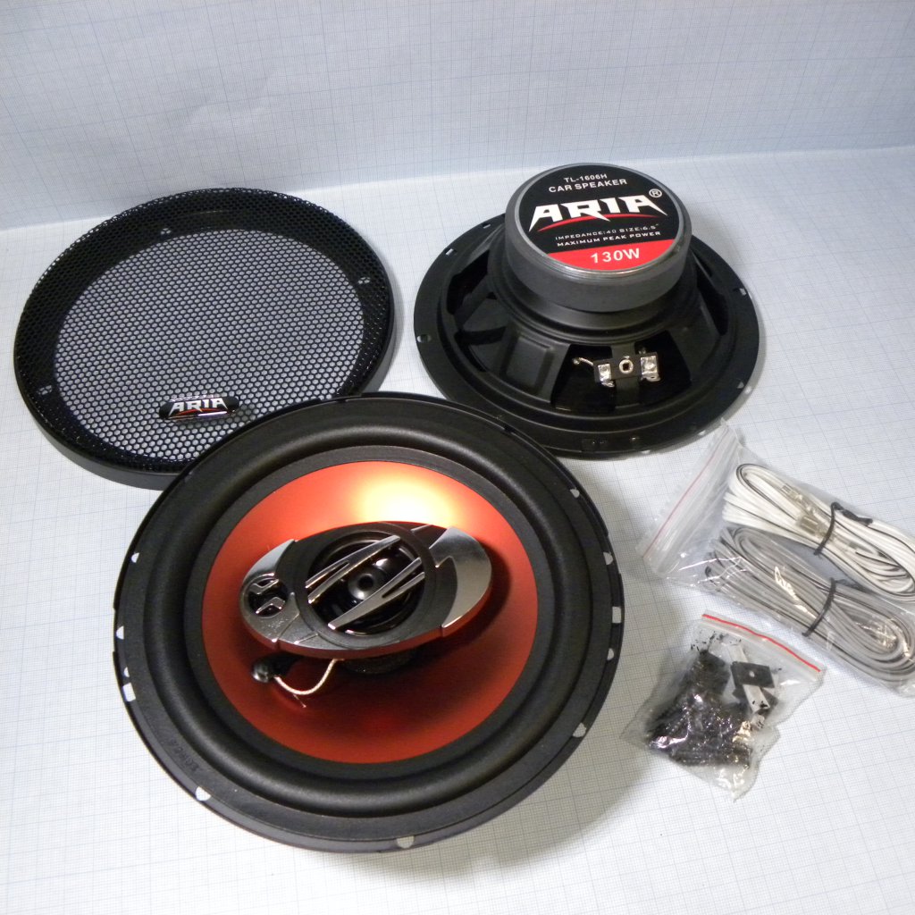 ARIA TL-1606H (пара) - Коаксиальная 3-х полосная акустика (пара), 6.5", 4 Ом, частота 70 - 20000 Гц, RMS - 50 Вт, MAX - 130 Вт, чувствительность 90 дБ, подвес - резина