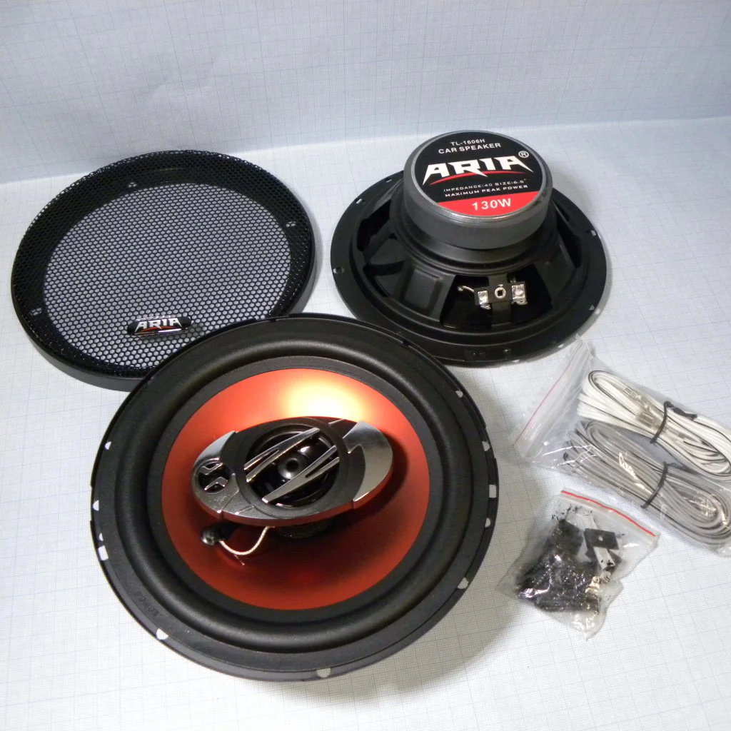 ARIA TL-1606H (пара) - Коаксиальная 3-х полосная акустика (пара), 6.5", 4 Ом, частота 70 - 20000 Гц, RMS - 50 Вт, MAX - 130 Вт, чувствительность 90 дБ, подвес - резина