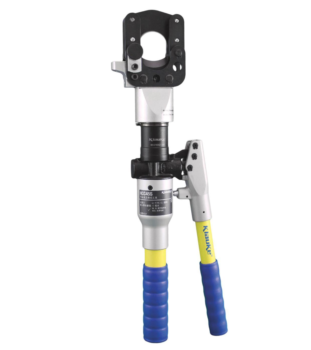 klkK-HS45A - K-HS45A Ручной гидравл. кабелерез К-серии KLAUKE, 60 кН, усиленная голова закр. типа,  для резки Cu- и Al- кабеля с макс. диам. 45 мм, в т.ч. бронир. ст. лентой и ASCR