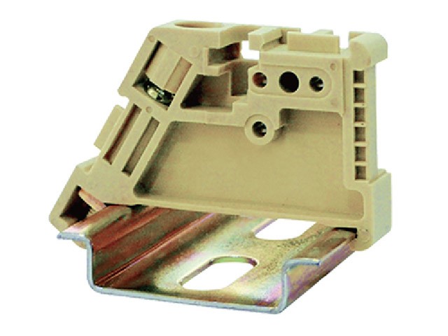 Концевой стопор E/2-CM - Концевой стопор на рейку DIN35, тип зажима: защелка, цвет: желто-зеленвй, пластик