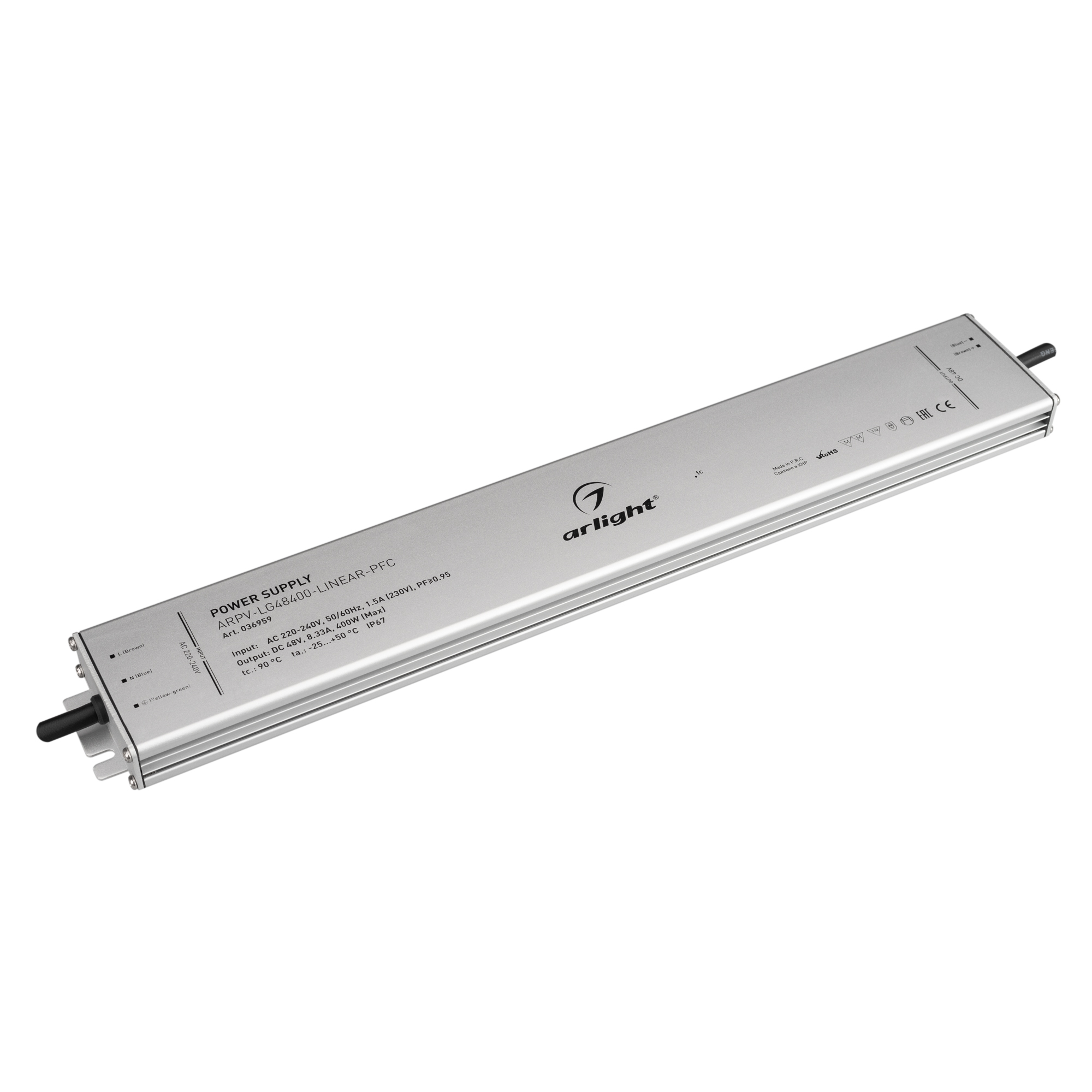 Блок питания ARPV-LG48400-LINEAR-PFC (48V, 8.33A, 400W) 036959 - Источник напряжения с гальванической развязкой для светодиодных изделий. Входное напряжение 220-240 VAC. Выходные параметры: 48 В, 8.33 А, 400 Вт. Встроенный PFC >0.95. Тонкий металлический 