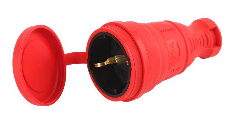 Разъем каучуковый R8-RED-IP44 с/з прямой 16А IP44 красн. Б0044548