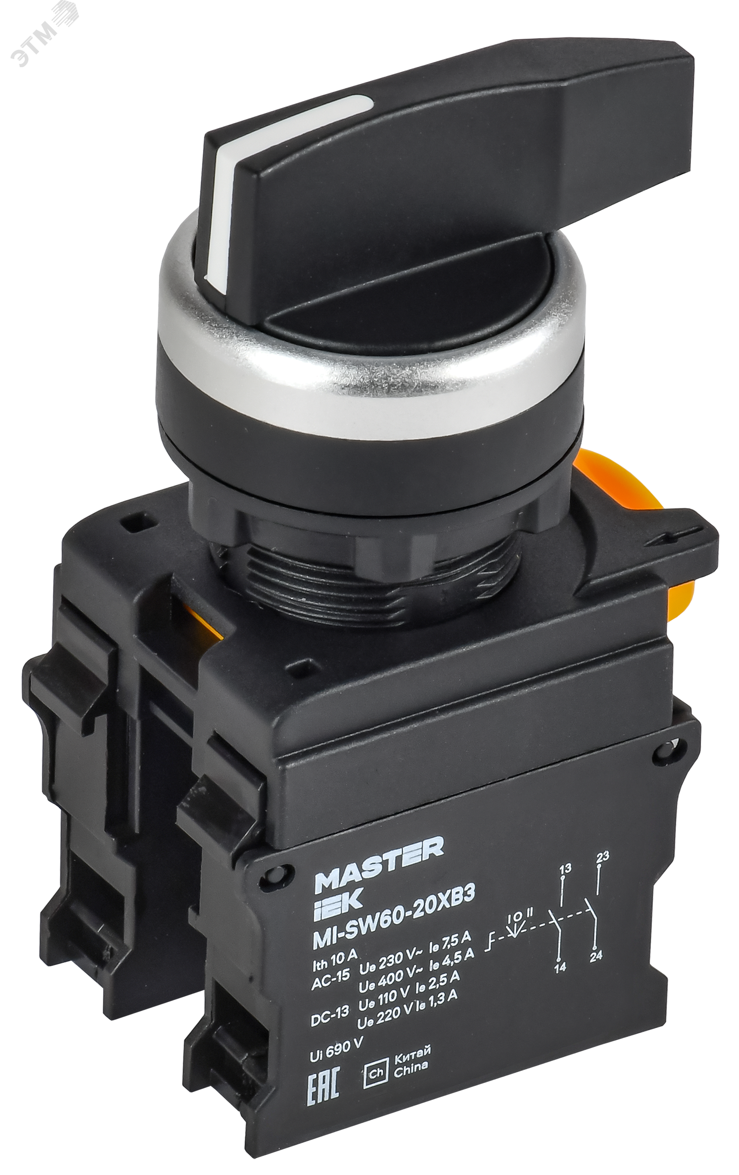 Переключатель длин. ручка 3 полож. 2NO ч-рный MASTER IEK MI-SW60-20XB3-4-25-3-K02