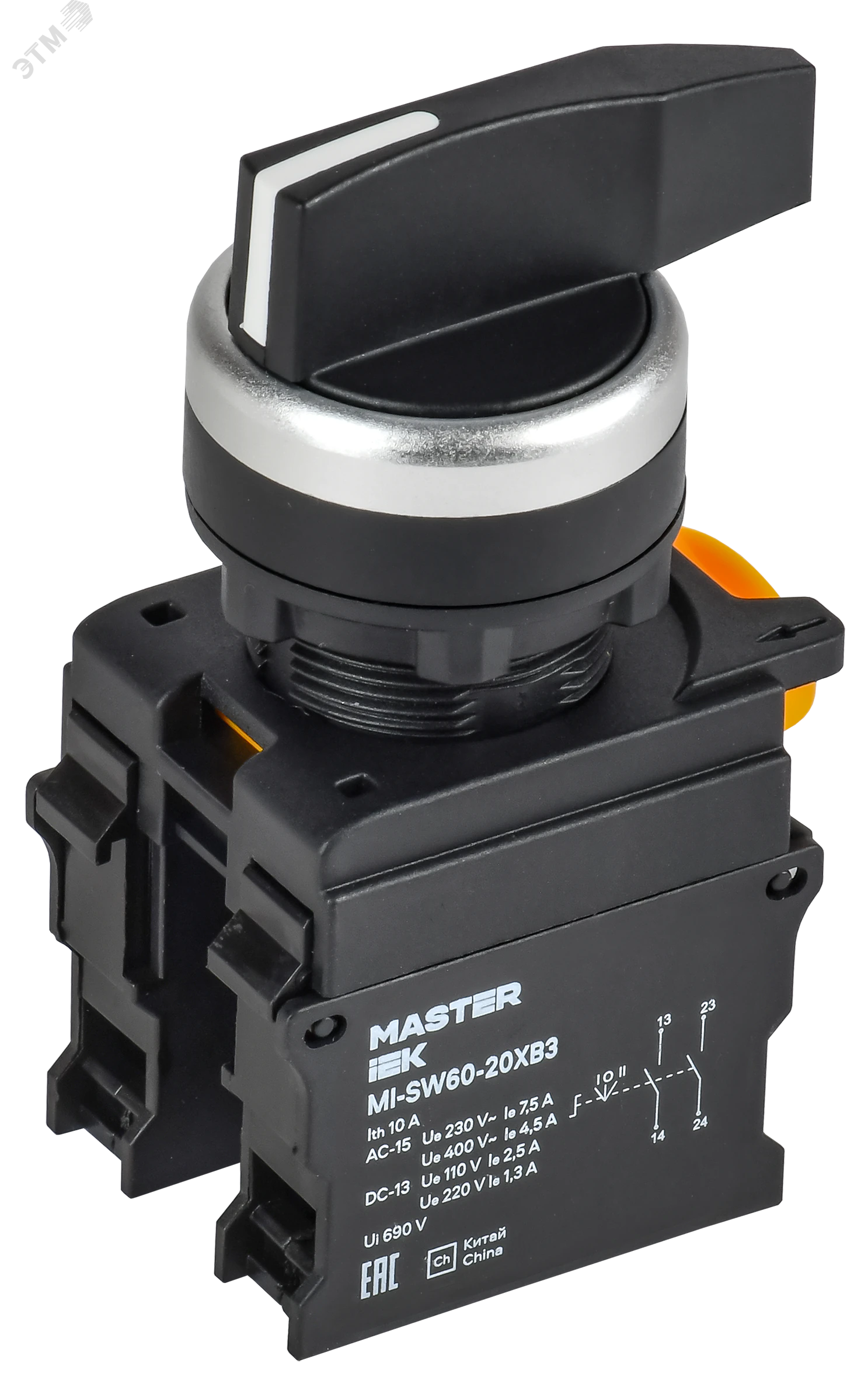 Переключатель длин. ручка 3 полож. 2NO ч-рный MASTER IEK MI-SW60-20XB3-4-25-3-K02