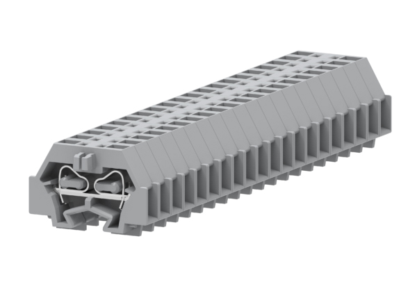 Клемма мини 241321 - Мини клемма, боковой подвод кабеля, 2 точки подключения в клемме, тип фиксации провода: пружинный, номинальное сечение: 2,5 мм кв., 24A, 500V, цвет: серый, тип монтажа: DIN15