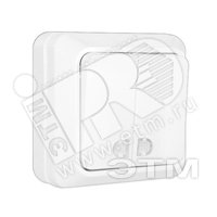 Олимп Выключатель двухклавишный с подсветкой белый наружный О0123