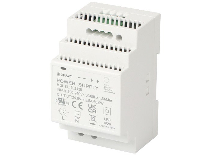 Источник питания 48 V DC/1,5 A, 902431 - Источник питания, однофазный, 48VDC / 1,5A, 60W, диапазон входн. напр.: 90 - 264VAC / 127 - 370VDC; габариты (мм): 58х90х52,5, монтаж: на DIN рейку