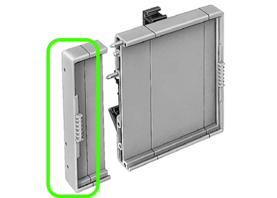 Корпус WEB: 01.001.5593.0 - Концевая секция с держателем маркировки, часть корпуса для РЭА, ширина: 12,8 мм , пластик, цвет: серый, серия wiebox WEB 1001