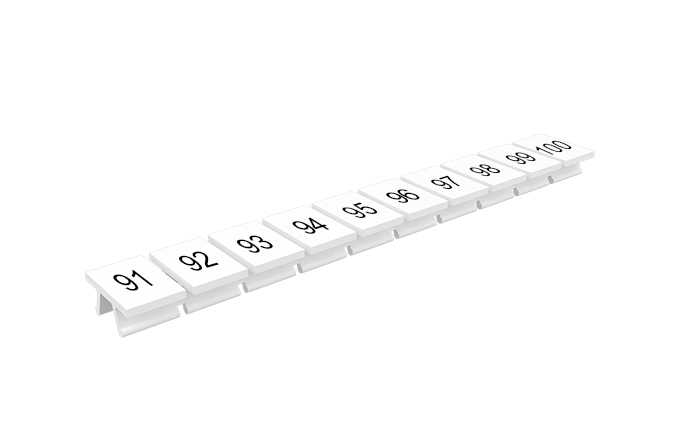 Маркировка  310801/91...100 - Маркировочные шильдики для клемм TU/TP/TC, сечением 10 мм кв., 10 шильдиков, нанесенные символы: 91...100, с горизонтальным, расположением, цвет белый