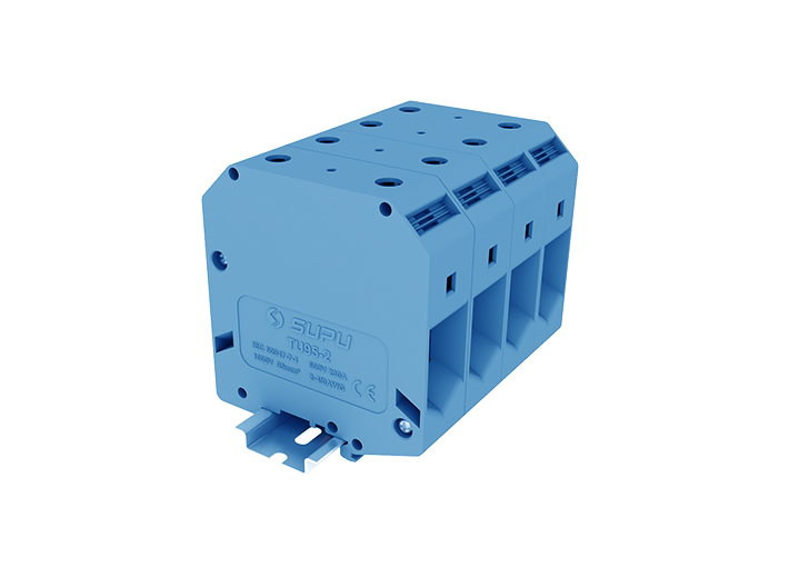 Проходная клемма TU95-2-BU - Проходная клемма, тип фиксации провода: винтовой, номинальное сечение: 95 мм кв., 232A, 1000V, ширина: 25 мм, цвет: синий, тип монтажа: DIN 35