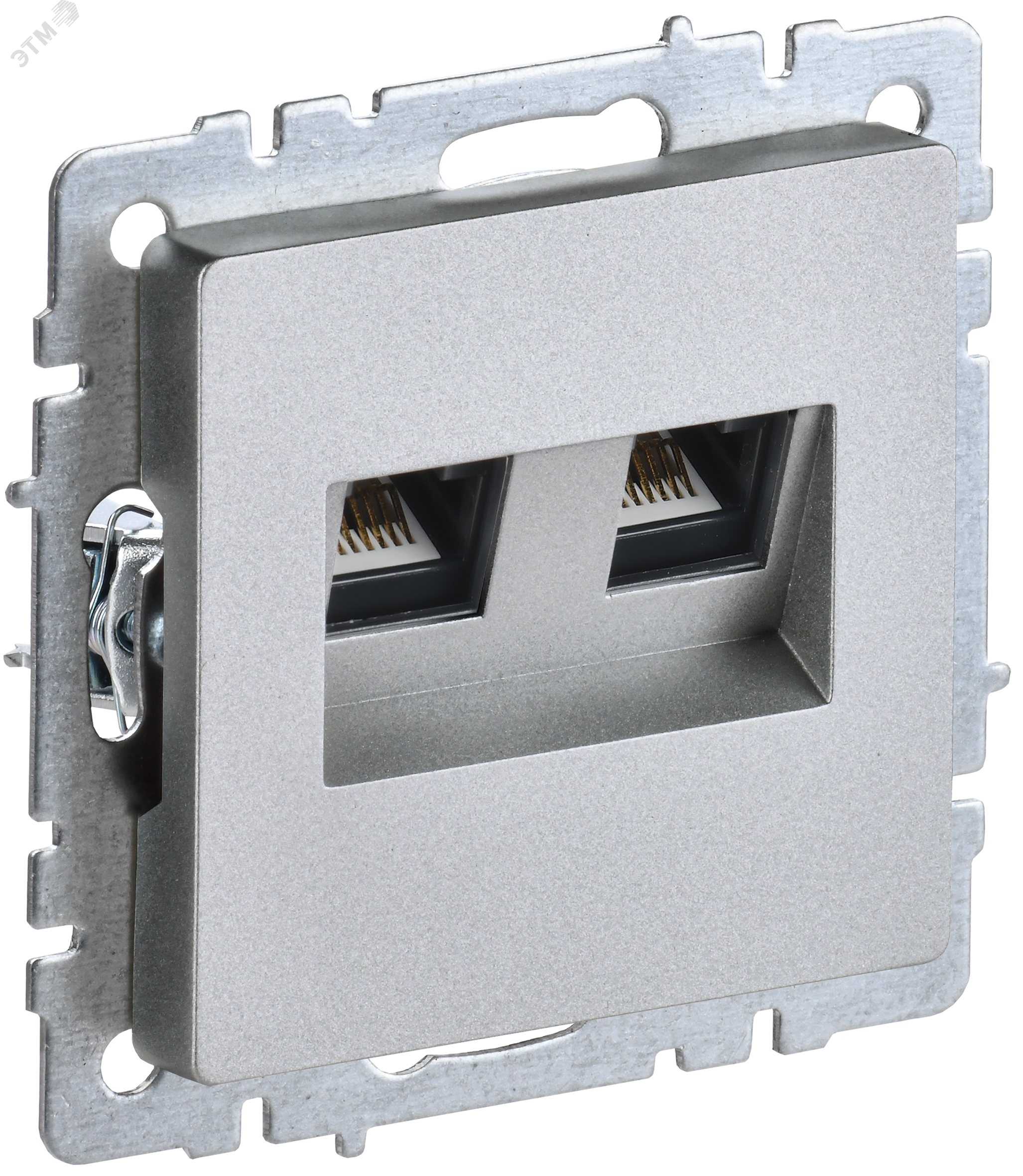 BRITE Розетка двойная RJ11+RJ45 кат.5E РК/Т12-БрА алюминий BR-KT20-O-1-K47