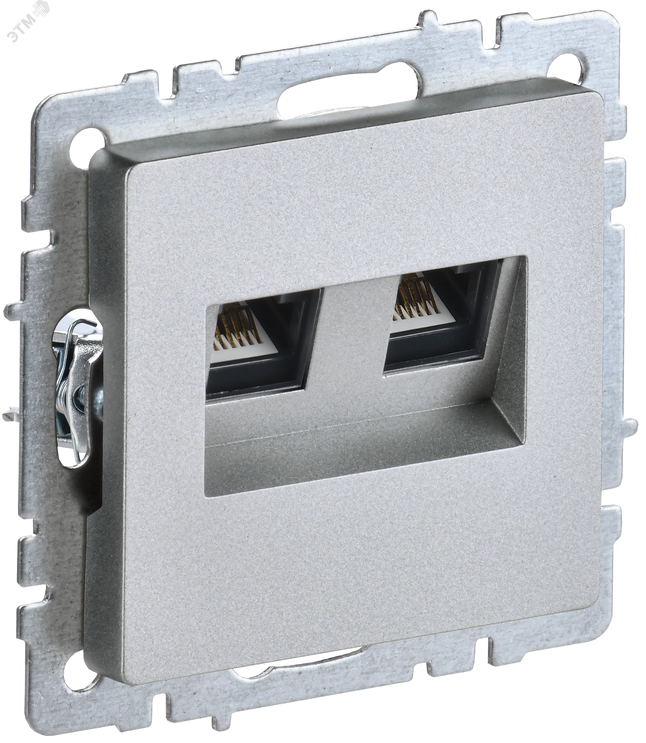 BRITE Розетка двойная RJ11+RJ45 кат.5E РК/Т12-БрА алюминий BR-KT20-O-1-K47