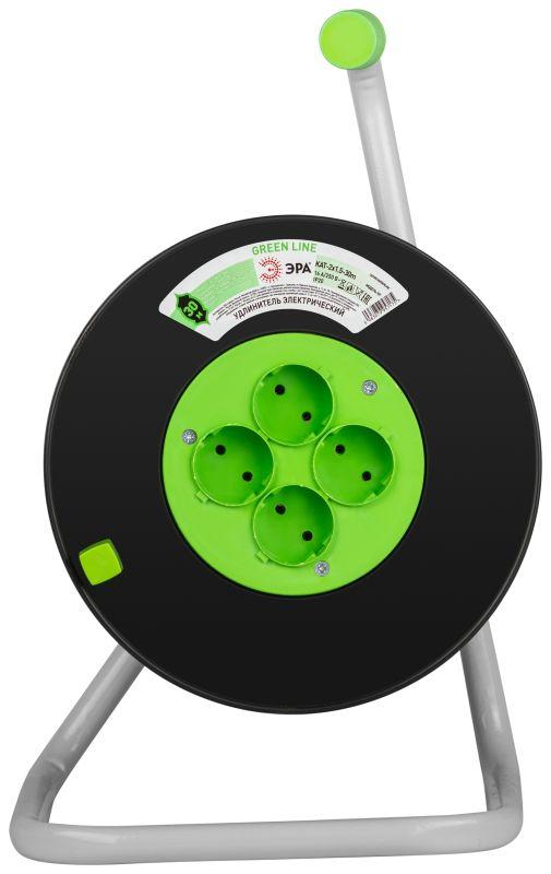 Удлинитель на пластик. катушке 4х30м без заземл. KAT-2x1.5-30m Greenline ПВС 2х1.5 Эра Б0065083