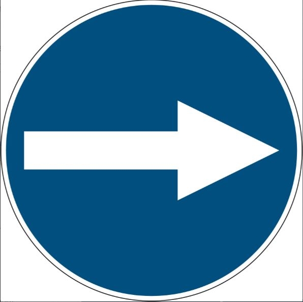 gws223665 - PIC 258-Предписывающий знак "Стрелка", квадрат со стороной 500 мм, 1 шт, B-7538 (полиэстер)