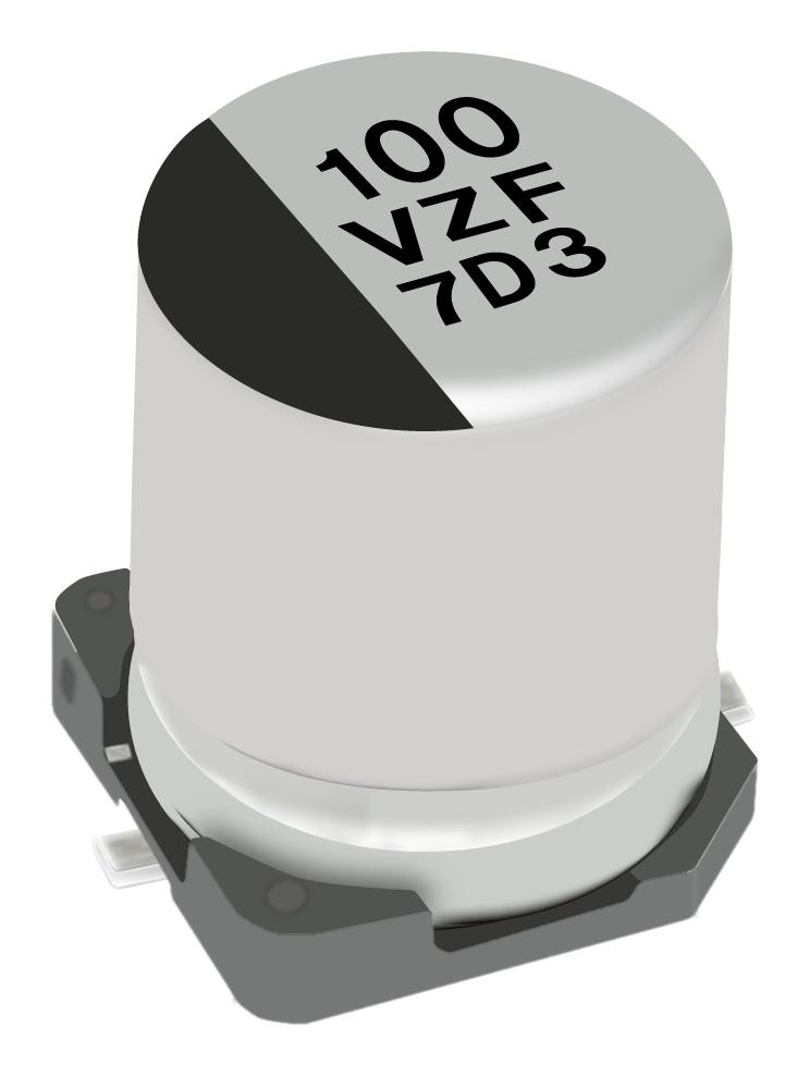 EEHZF1V101P - Конденсатор алюминиевый  полимерный гибридный 100мкФ 35В ±20% (8 X 10.2мм) для поверхностного монтажа 0.03Ом 770мА 1000час 150°C автомобильного применения лента на катушке