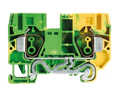 Клемма заземл. WKFN 10 SL/35 - Заземляющая клемма, тип фиксации провода: пружинный, номинальное сечение: 10 мм кв., 57A, 800V, ширина: 10 мм, цвет: желто-зеленый, тип монтажа: DIN 35