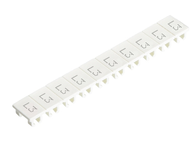 Шильдик 9705A/8/10B L3 - Маркировка для клемм сечением 6 мм.кв., шириной 8 мм, 10 шильдиков, белая, нанесенные знаки: L3,L3, ... ,L3
