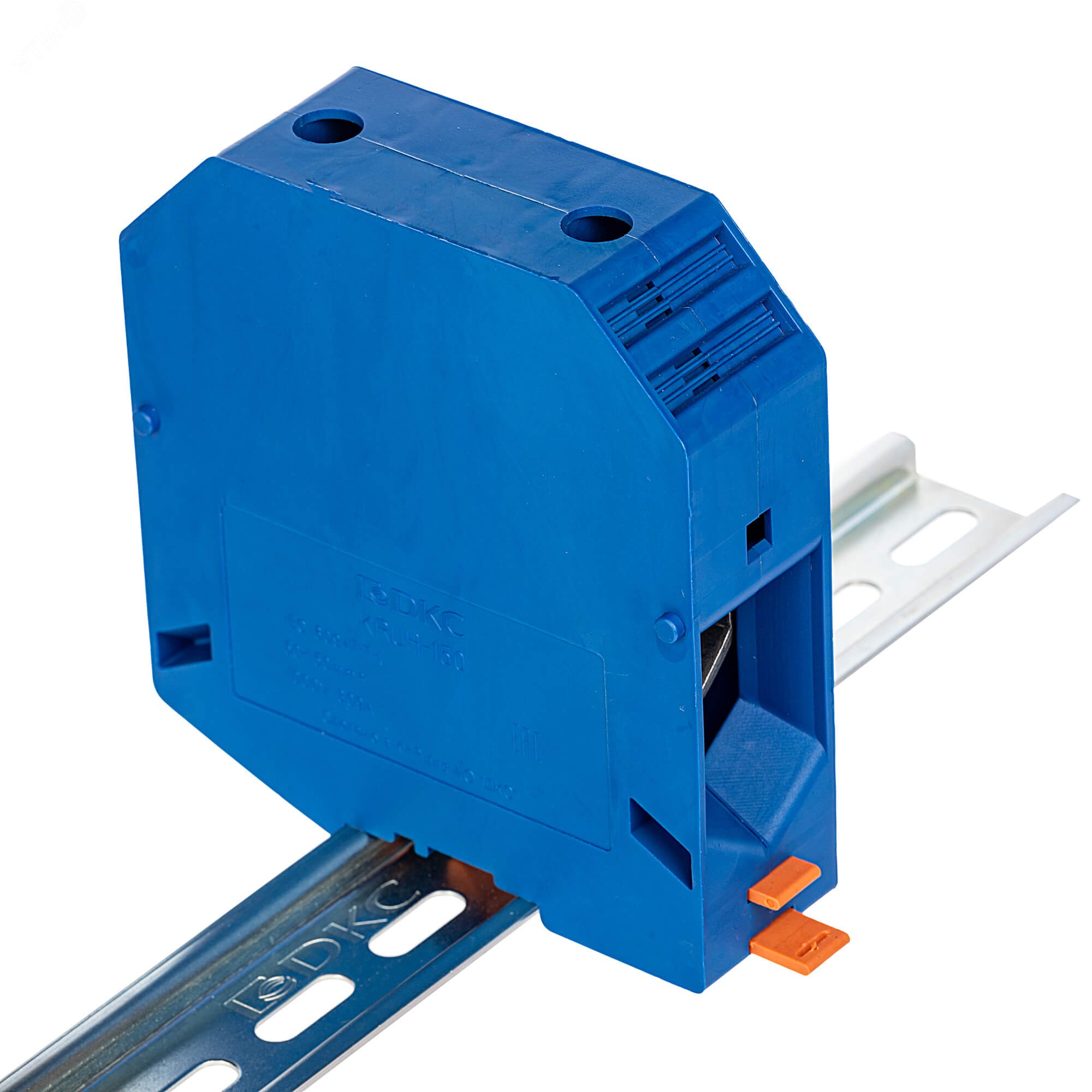 Клемма проходная, винтовой зажим, 2 точки подключения, 150 кв.мм, синяя KRUH-150-BU