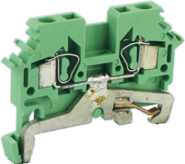 Заземляющая клемма UJ1-2.5/2JD - Заземляющая клемма, тип фиксации провода: пружинный, номинальное сечение: 2,5 мм кв., ширина: 5 мм, цвет: зеленый, тип монтажа: DIN 35