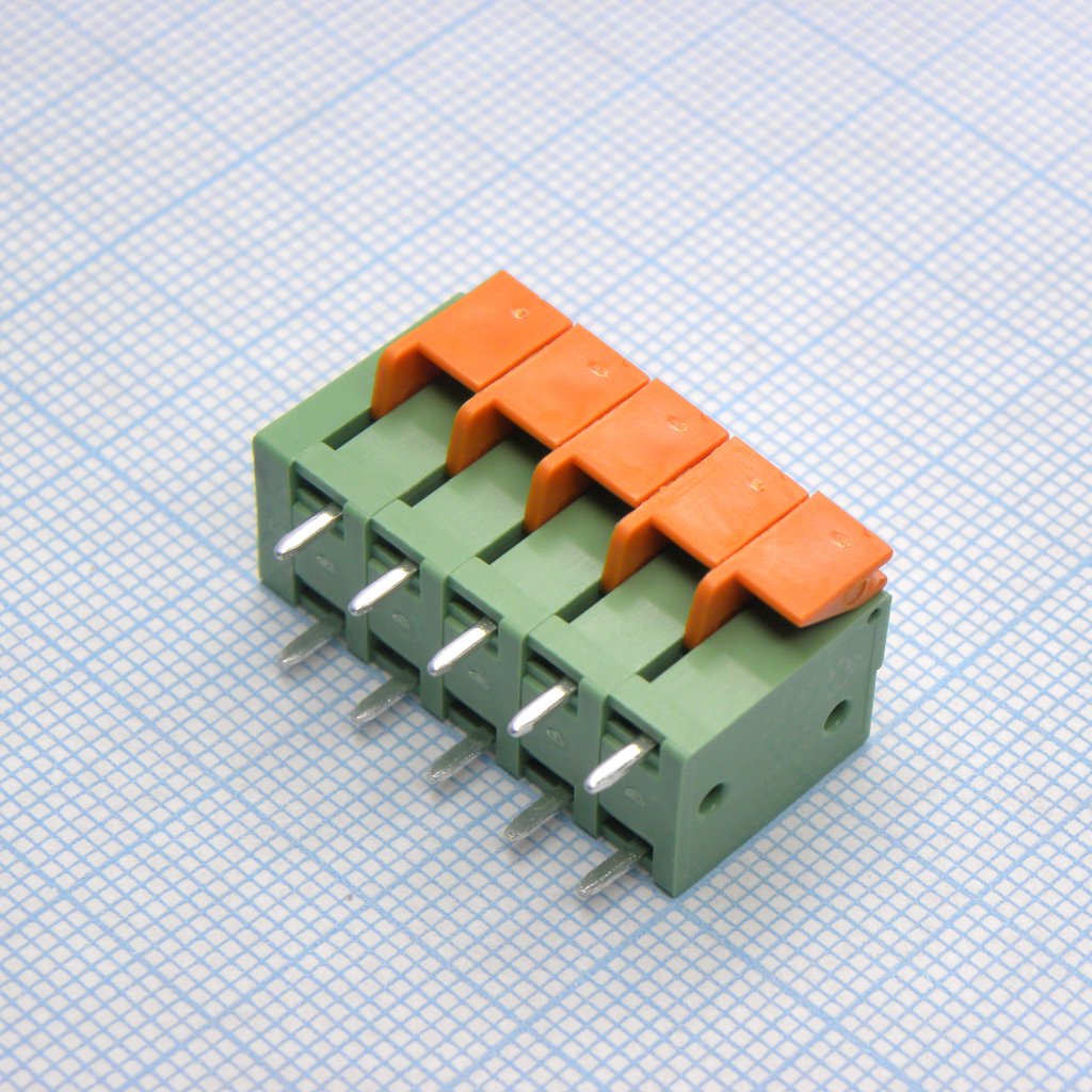 DG142V-5.08-05P-14-00A(H) - Нажимной безвинтовой клеммный блок 5 контактов. Зажим типа торцевой контакт. Серия DG142V-5.08