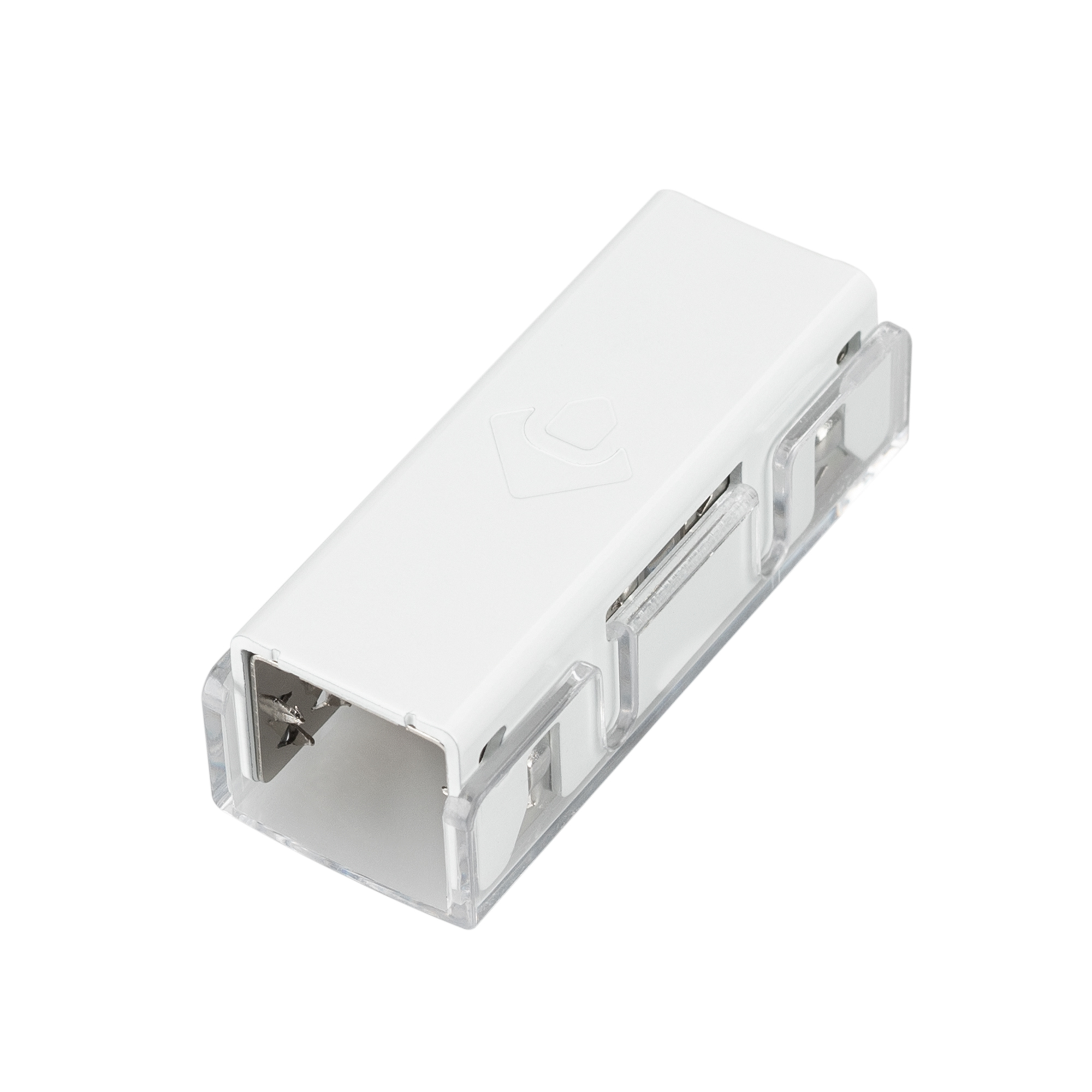 Коннектор питания ARL-MOONLIGHT-1213-CON-POWER-MID-WH 028842 - Герметичный двусторонний коннектор питания для гибкого неона MOONLIGHT, сечение 12х13мм, цвет белый. Подключение питания без пайки, IP54.