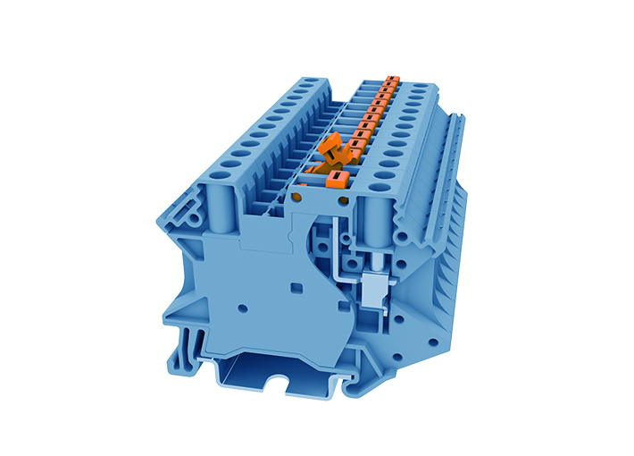Клемма с размыкат. TU4-MT-BU - Клемма с ножевым размыкателем, тип фиксации провода: винтовой, номинальное сечение: 4 мм кв., 20A, 500V, ширина: 6,2 мм, цвет: синий, тип монтажа: DIN 35