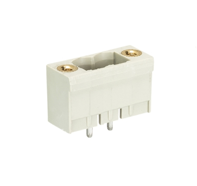 Вилка Wiecon 8113 S / 2 GF OB - Вилочный разъем, вертикальный, на плату, с монтажными фланцами, шаг 5,00 мм, 2 полюса, фиксация на плате пайкой, 300V, 12А, без маркировки, цвет: серый, серия 8113 SE G