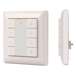 INTELLIGENT ARLIGHT Панель DALI-223-4G-DIM-IN (BUS) 026347 - Встраиваемая кнопочная белая пластиковая панель для работы по протоколу DALI. Управление 4-мя группами. Установка номера первой группы выполняется переключателями на корпусе. Объекты управления: