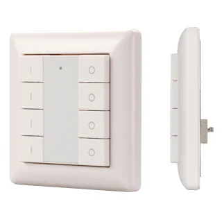INTELLIGENT ARLIGHT Панель DALI-223-4G-DIM-IN (BUS) 026347 - Встраиваемая кнопочная белая пластиковая панель для работы по протоколу DALI. Управление 4-мя группами. Установка номера первой группы выполняется переключателями на корпусе. Объекты управления: