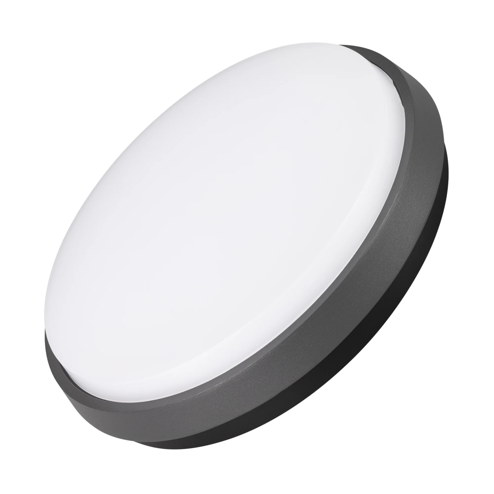 Светильник LGD-GIRO-R240-25W Warm3000 (GR, 110 deg, 230V) 029949 - Накладной светильник 25Вт, серый алюминиевый корпус, матовый рассеиватель из поликарбоната. Цвет ТЕПЛЫЙ БЕЛЫЙ 3000K, св.поток 2170лм, CRI(Ra)>80, угол 110°. Размер Ф240x45мм. IP54. Питание