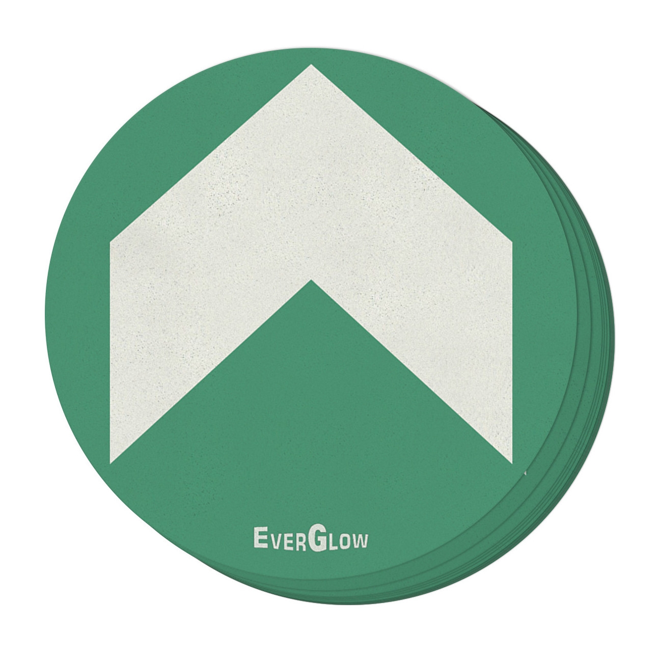 gws263387 - Фотолюменисцентные стрелки белые на зеленом. Круг диаметром 95мм. 10 шт/упак