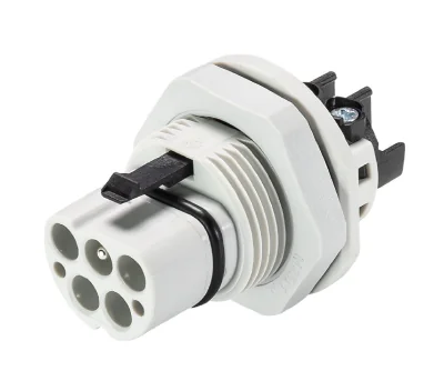 Разъем RST20I4S S1 M01V GL 96.042.5053.0 - Вилочный разъем в панель, М25, IP68(69k), 4 полюса, винтовая фиксация провода, номинальные характеристики: 250/400V, 20A, цвет: белый, серия RST Classic
