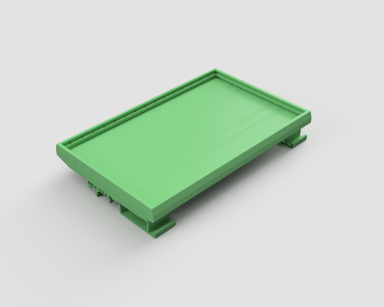 Корпус для РЭА DMK108-11.25-14P-14 - Корпус для РЭА, в сборе, в комплекте: 2 боковые крышки, держатель на DIN рейку, 14, центральных частей корпуса, высота печатной платы 108 мм, пластик, цвет: зеленый, серия DMK108