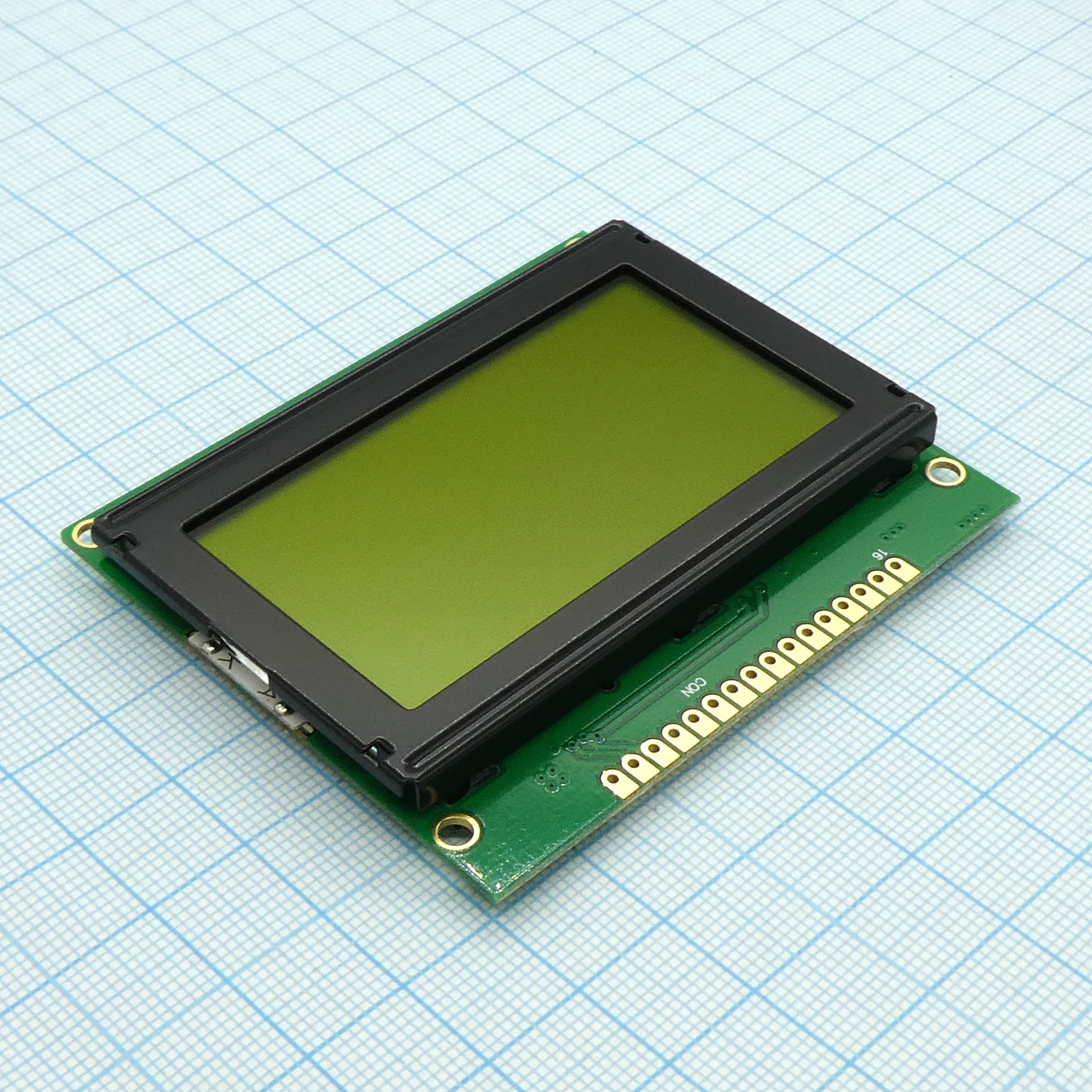 WH1604B-YYH-CT# - ЖКИ знакосинтезирующий 16 x 4, STN Желто-зеленый Позитивный/прозрачно-отражающий светодиодная подсветка желто-зеленая размеры 70.6x60 мм, видимая область 60x32.6 мм, -20...70°C, контактные площадки сверху 16 выводов