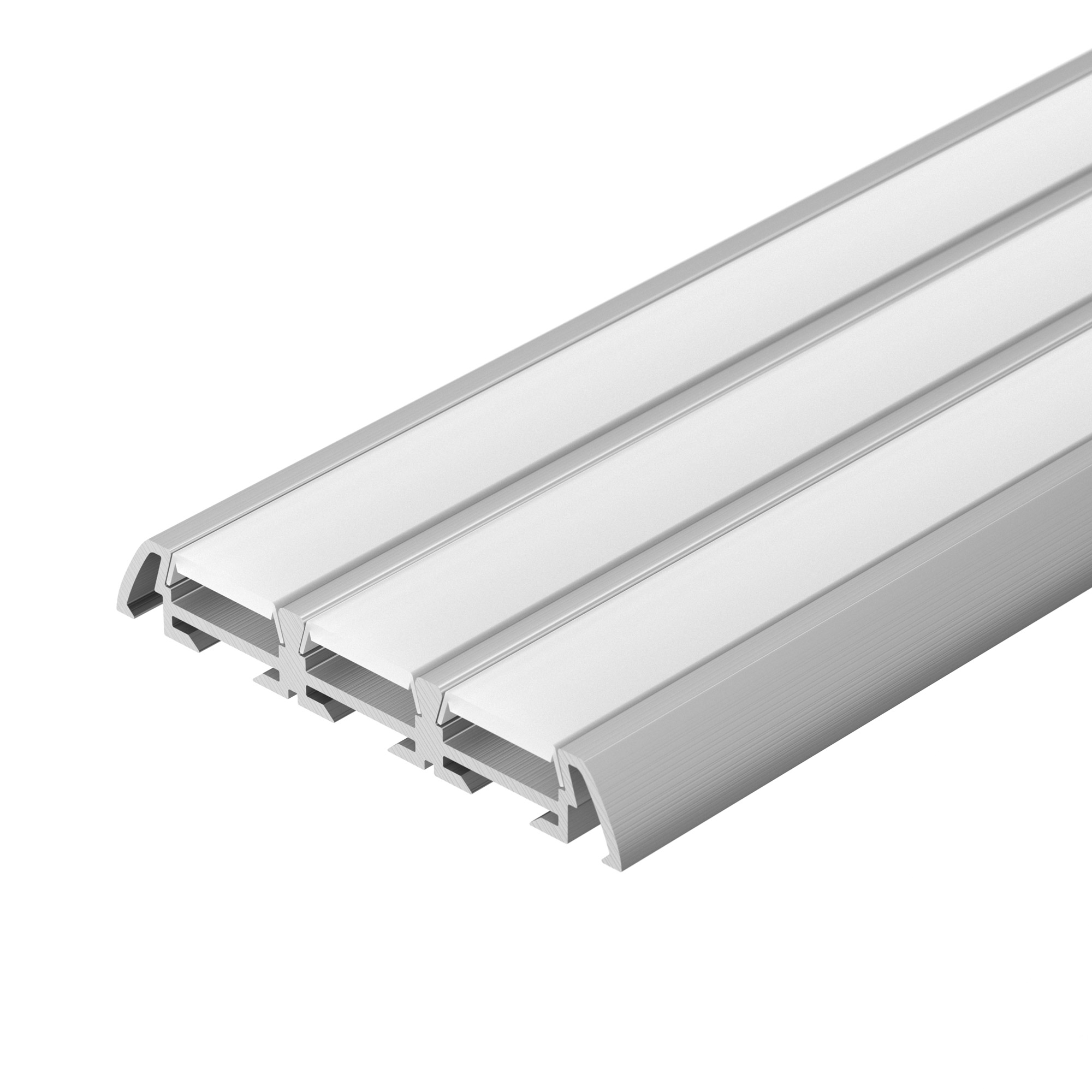 Профиль PHS-3X-2000 ANOD 013209 - Алюминиевый анодированный тройной литой профиль для светодиодных лент и линеек. Габаритные размеры (LхWхH): 2000x59,6x8,9 мм. Ширина площадки для ленты 13,1 мм. Экраны, заглушки и другие аксессуары приобретаются отдельно.