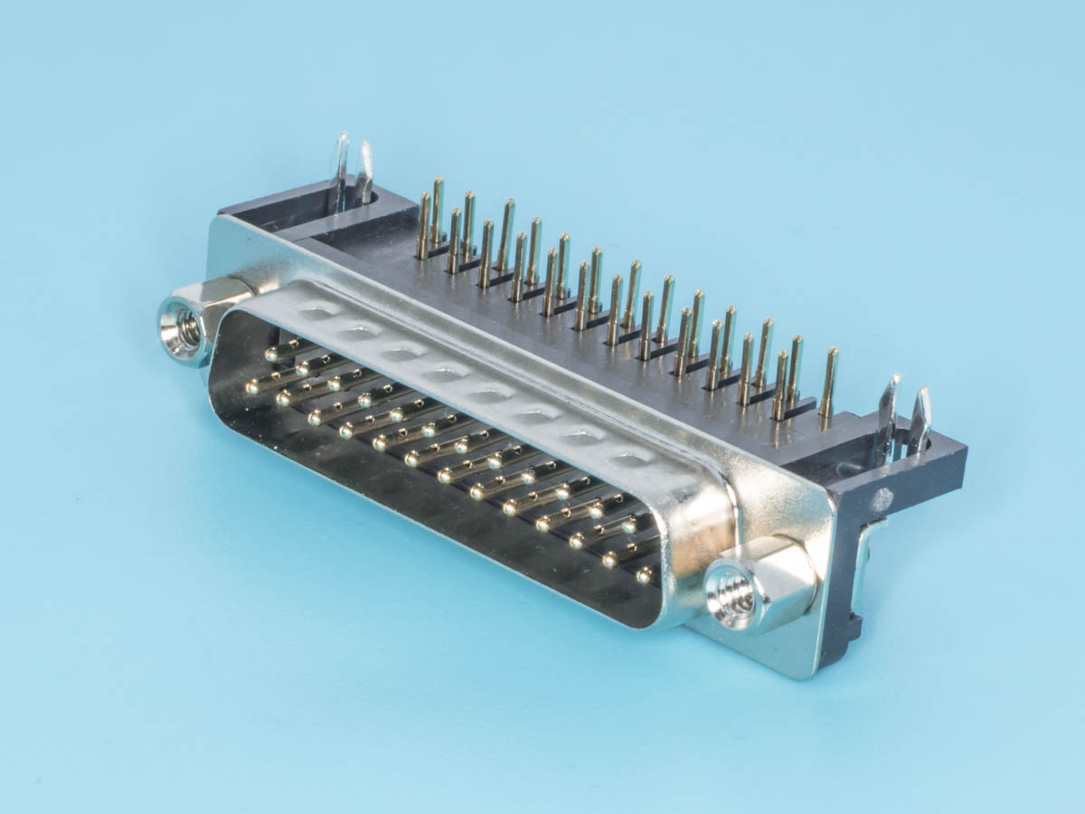 DRB-25MA - Разъем D-SUB 25 контактов, вилка угловая на плату,  7.2мм