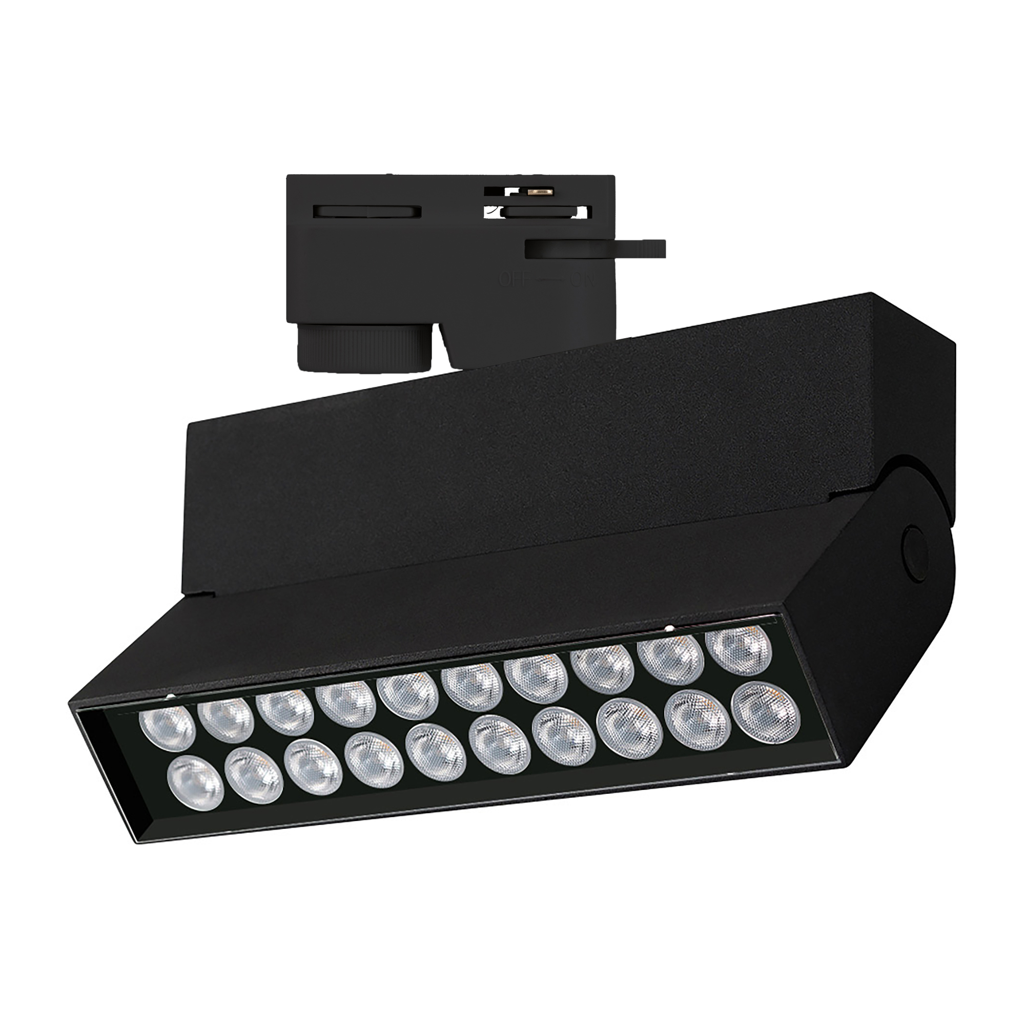 Светильник LGD-LOFT-TRACK-2TR-S170-10W Day4000 (BK, 24 deg, 230V) 036470 - Светильник подвесной для треков/шин 2 провода с управлением. Мощность 10 Вт, св. поток 540-600 лм, 55 лм/Вт, дневной 4000 K, CRI>90, угол 24°, напряжение питания 230 В. Черный квад