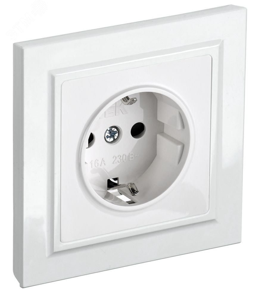 Розетка BRITE РСР14-1-0-БрБ 16А в сборе с заземл. защ. шторки бел. BR-R14-16-K01-F