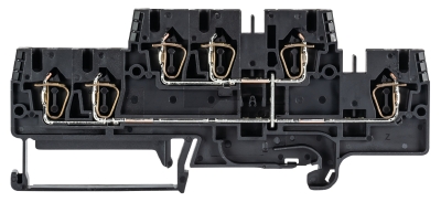 Клемма этажн.  WKFN 2,5 E1/2/VB/35 - Этажная клемма, 6 точки подключения, тип фиксации провода: пружинный, номинальное сечение: 2,5 мм кв., 22A, 500V, ширина: 5 мм, цвет: черный, тип монтажа: DIN 35