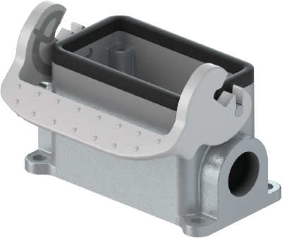 Закрытое основание разъема 70.331.0635.0 - Основание разъема на панель, закрытое, типоразмер 6B, с уплотнителем, 1 кабельный ввод M20x1,5, IP54, с левым расположением, с одной защелкой, без защитной крышки, материал корпуса: алюминиевый сплав