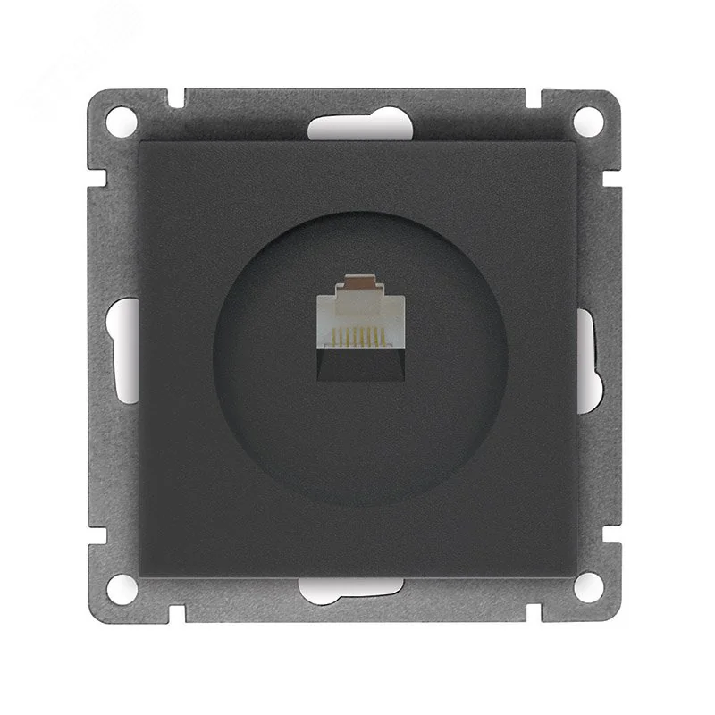 Розетка компьютерная одноместная UNIVersal серия Афина с/у, 1А, RJ45, графит (еврослот), механизм A0051-Gr