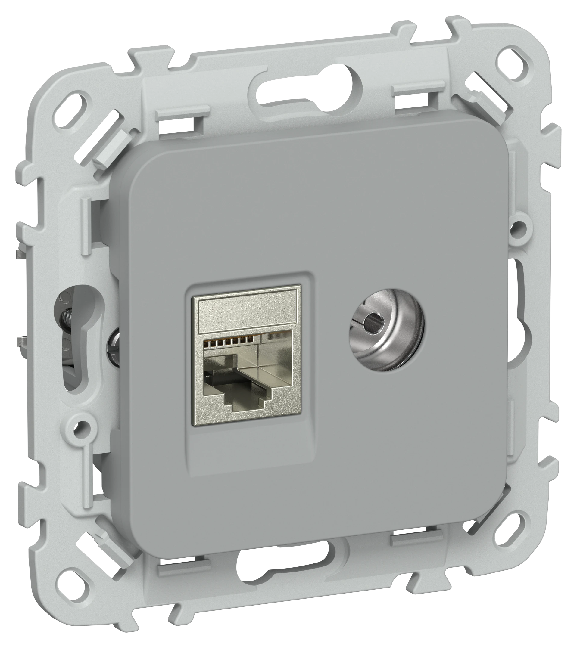 FLITE Розетка 2-местная RJ45/TV категория 6 STP РКТВ6-2-1-ФлС серый IEK