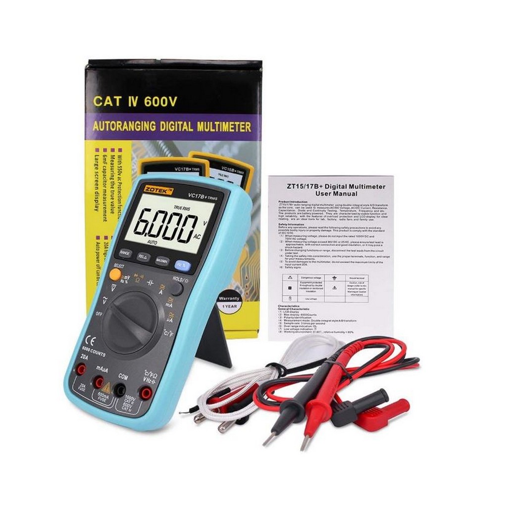 VC17B+  True RMS - Мультиметр с автоматическим выбором диапазонов, подсветка дисплея, 6000 отсчетов.