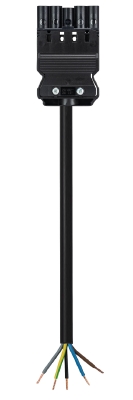 Соединитель GST18i5KS-S 15H 30SW - Кабельная сборка, оконеченная вилочным разъемом GST18i5, и свободным концом, 5 полюсов, длина кабеля: 3 метра, сечение жил кабеля: 5х1,5 мм.кв., номинальное напряжение: 250V / 400V, номинальный ток: 16А, цвет разъема: че