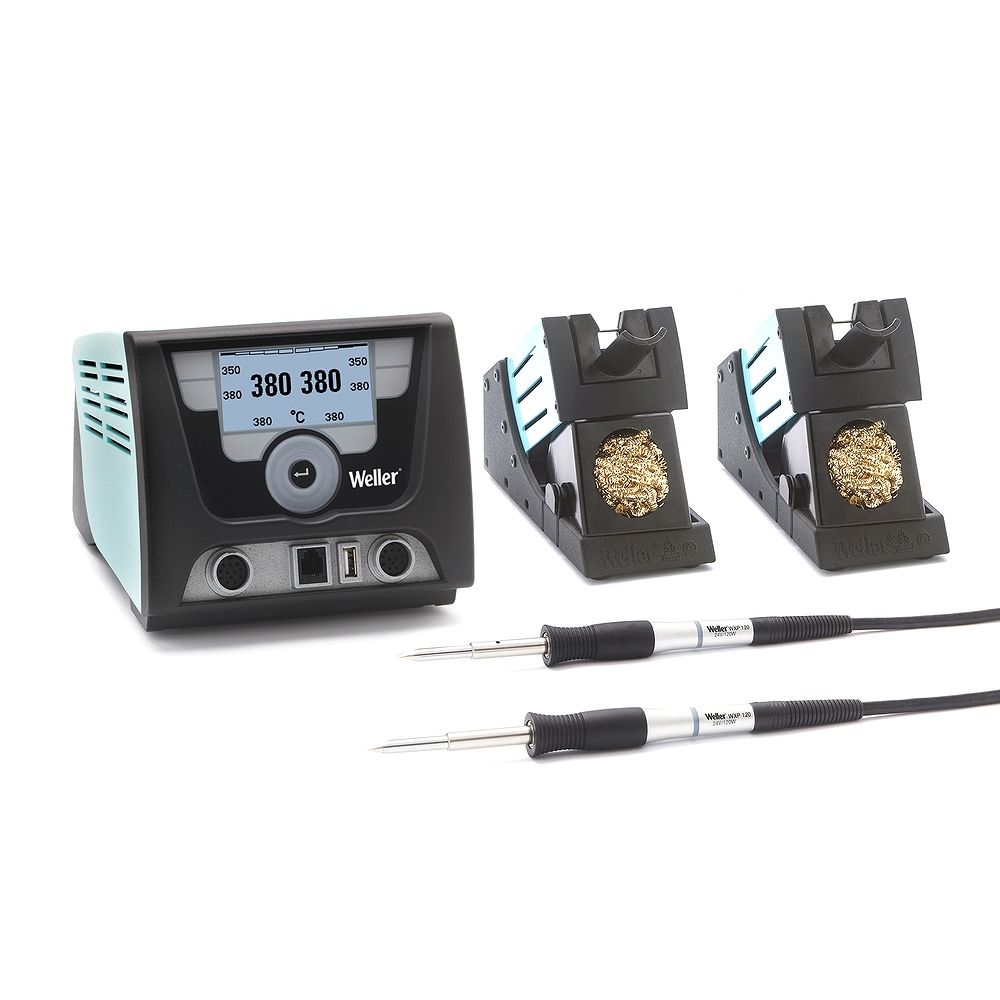 WX2020 - Двухканальная станция 255 Вт 220 В, в комплекте блок управления WX2, два паяльника WXP120 120Вт, две подставки WDH10, жала XT-B