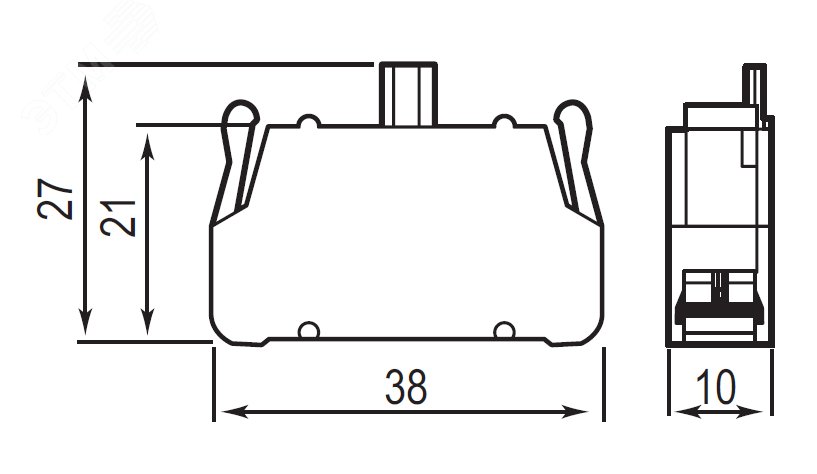 Контактный блок с клеммным безвинтовым зажимом, нормально-открытый ACV10