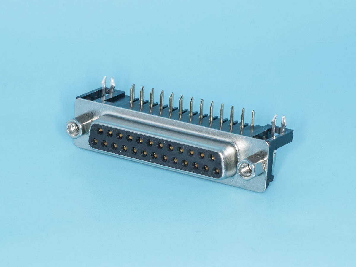 DRB-25FA - Разъем 25 контактов, гнездо на плату, прямой угол  7.2мм