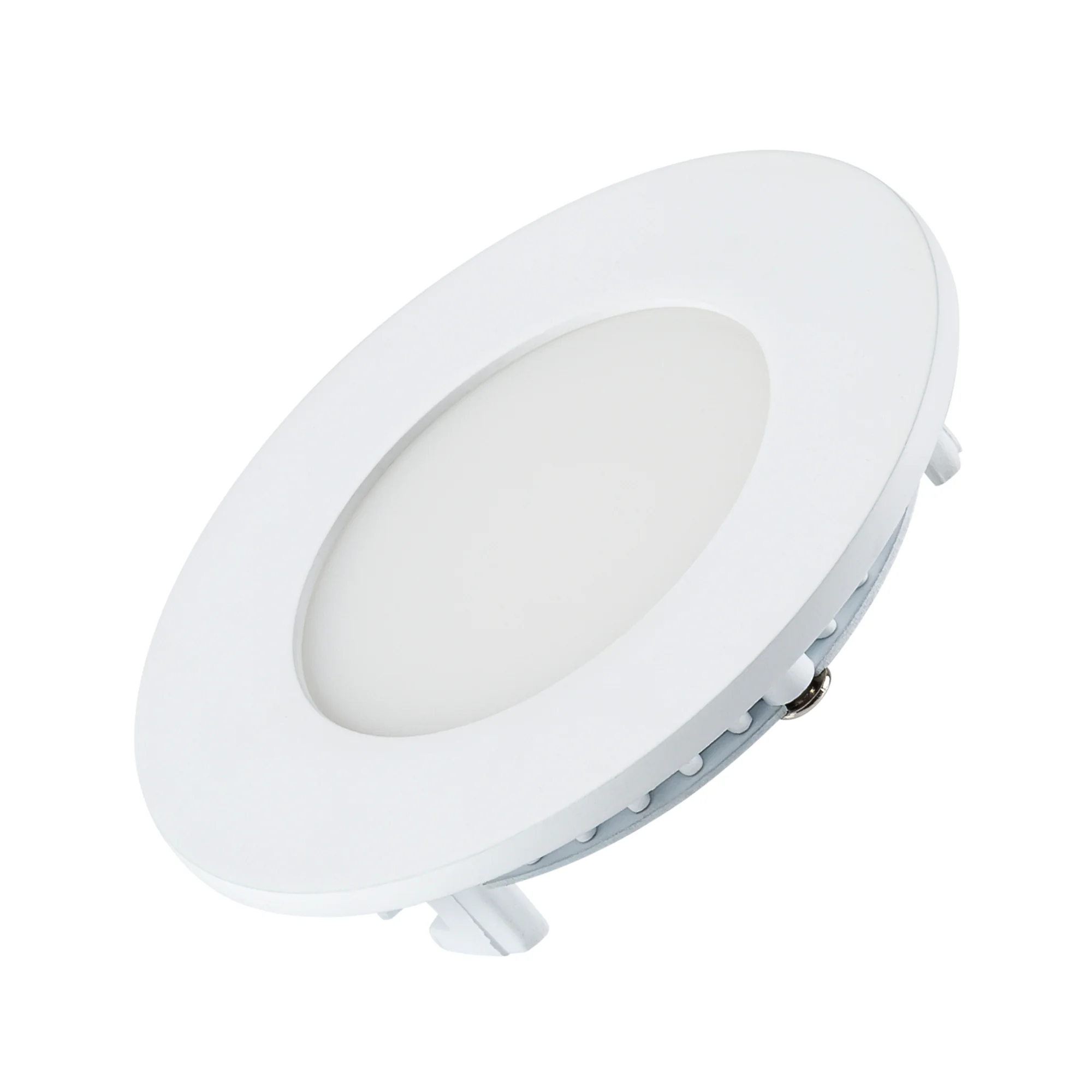 Светильник DL-85M-4W Day White 020103 - Тонкая панель 4Вт, белый круглый корпус. Цвет ДНЕВНОЙ БЕЛЫЙ 4000K, св.поток 300-320лм, CRI(Ra)>80, угол 120°. Диаметр 85мм, высота корпуса 13мм, установка в отверстие 75 мм. Питание AC 180-240V, 4Вт, драйвер в компл